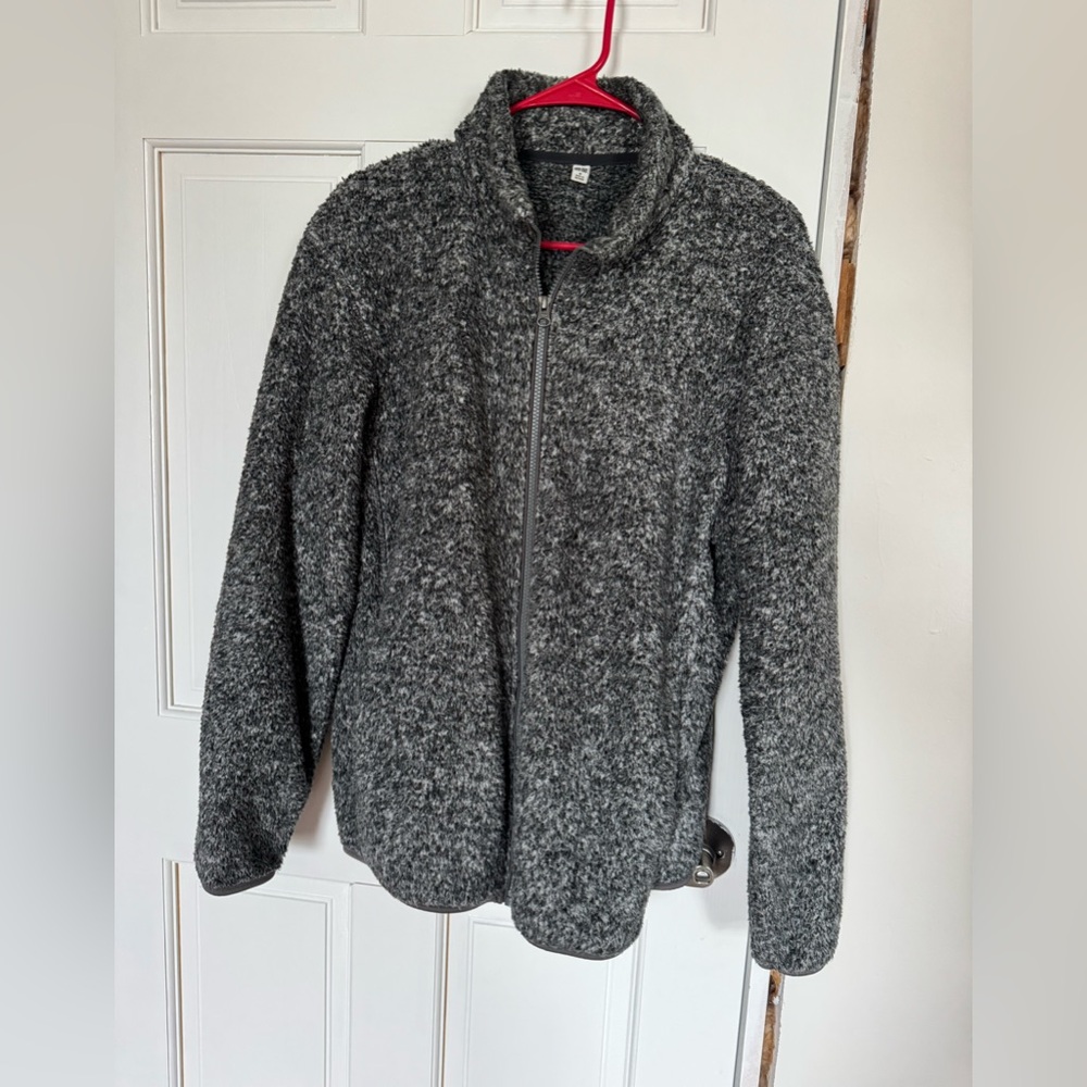 Fleece full zip grey sweater